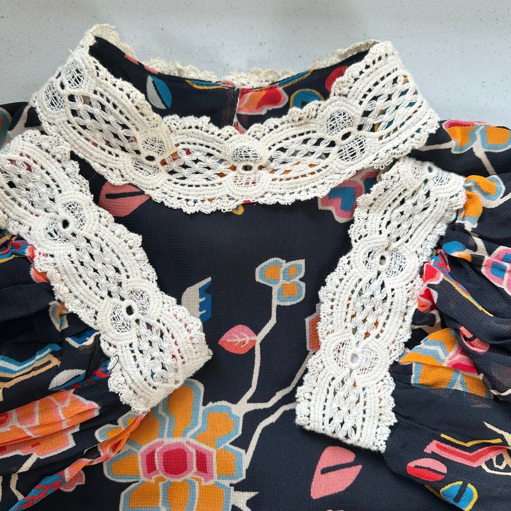 Anthropologie Verb Pallavi Singhee Soniya Maxi Dress M Patchwork Lace Boho Flowy - Picture 9 of 12